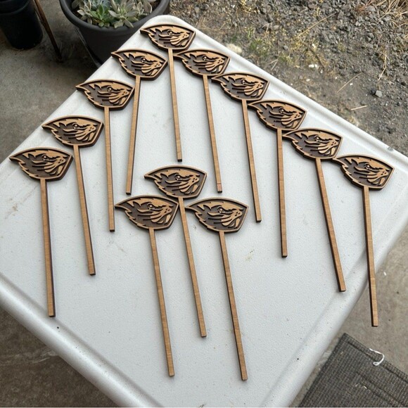 13 Custom Laser Cut Birch Wood Oregon State University Beavers Decor Stick Wands - Picture 3 of 5